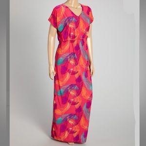 Pink Feather Maxi Dress - NWOT